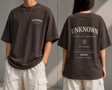 Unknown Tee – Front and Back on model