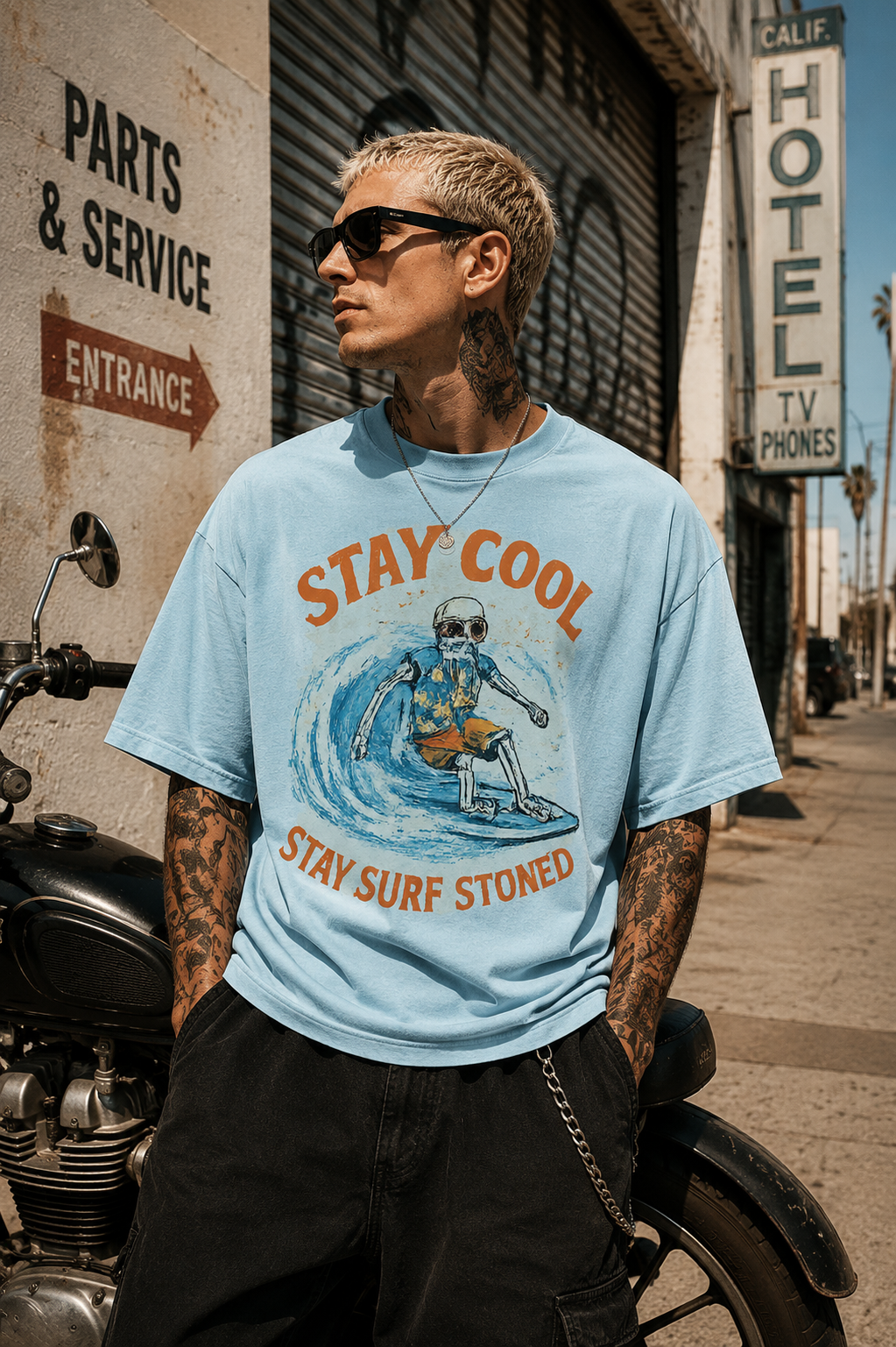 Stay Cool Stay Surf Stoned Oversized Tee