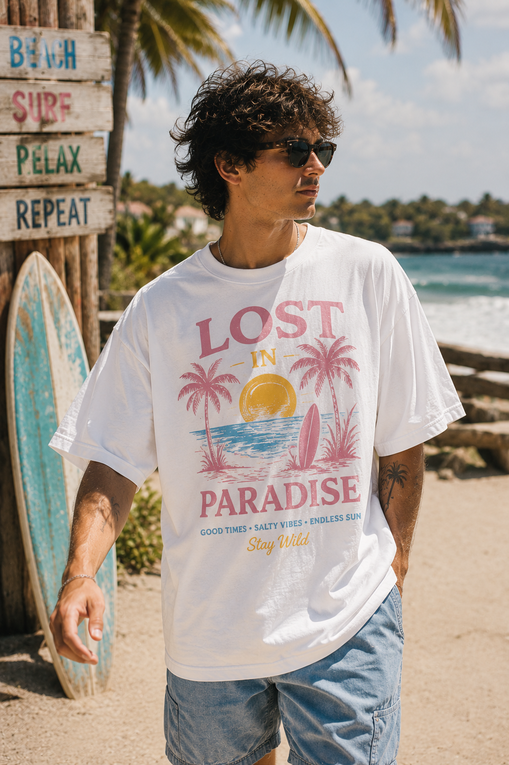 Lost In Paradise Oversized Tee