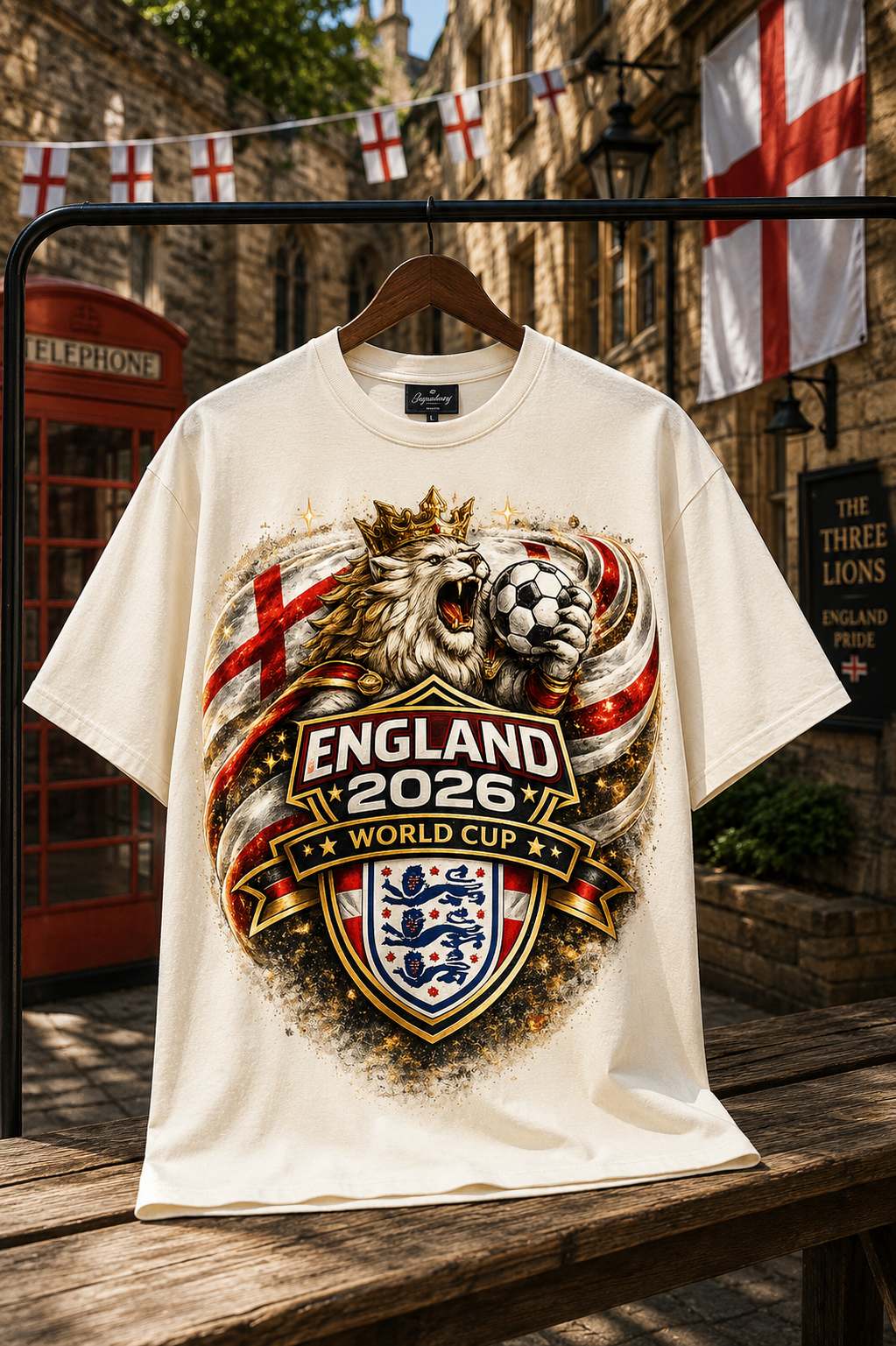 England 2026 Three Lions Crest Unisex Oversized Tee