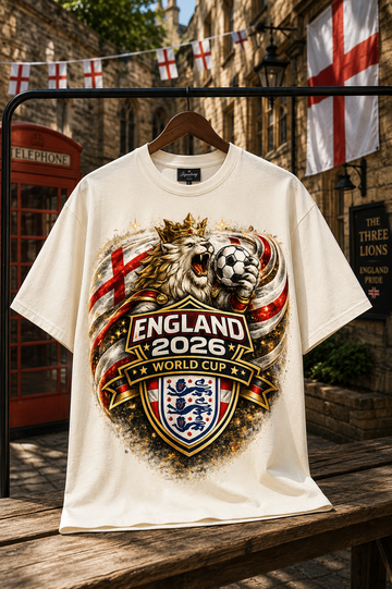 England 2026 Three Lions Crest Unisex Oversized Tee