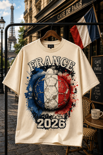 France 2026 Tricolour Splash Unisex Oversized Tee
