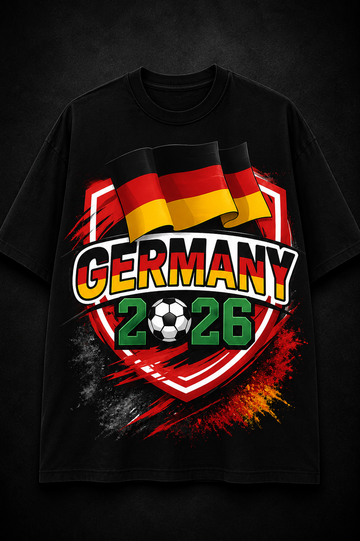 Germany 2026 Flag Shield Unisex Oversized Tee