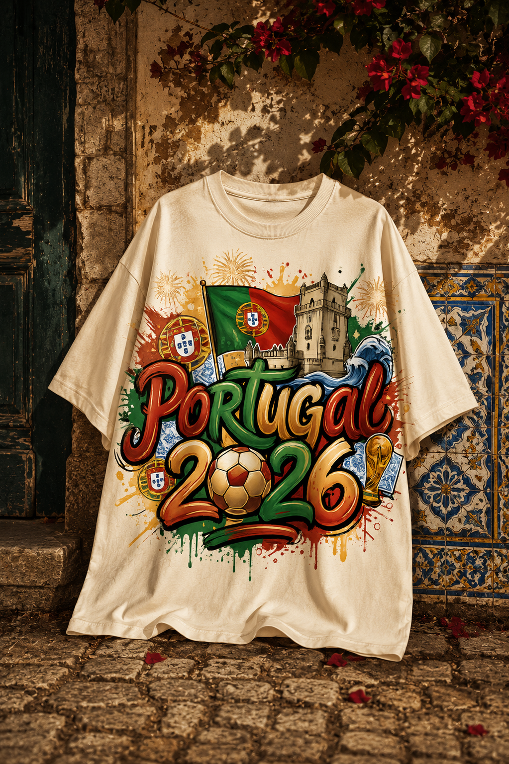Portugal 2026 Graffiti Splash Unisex Oversized Tee