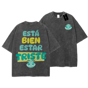 Está Bien Estar Triste Acid Wash Oversized T-Shirt